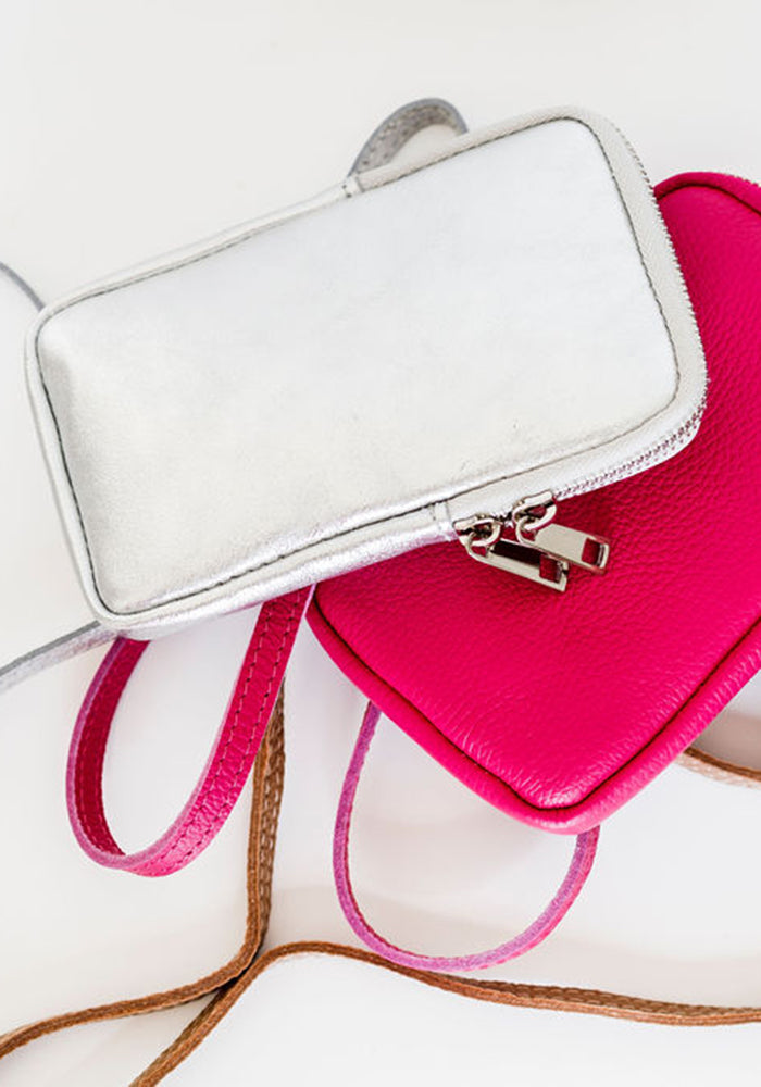 Leather Cellphone Pouch | Fuchsia