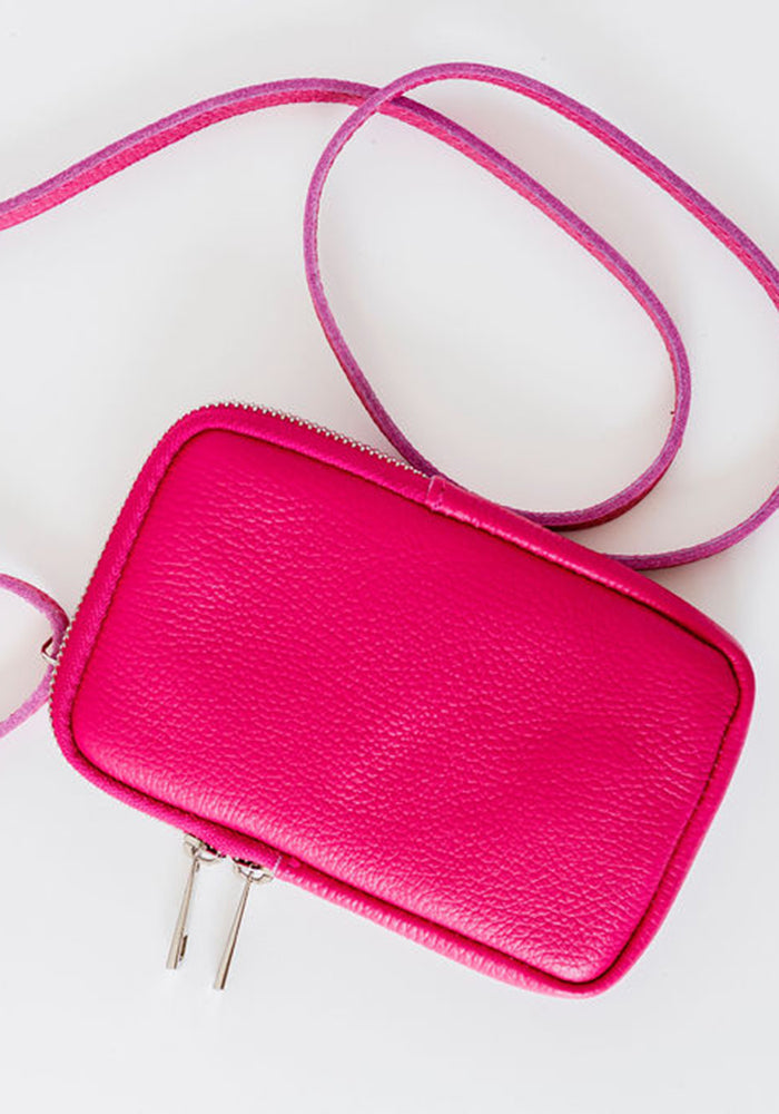 Leather Cellphone Pouch | Fuchsia