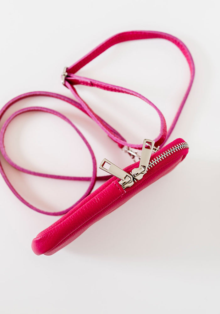 Leather Cellphone Pouch | Fuchsia