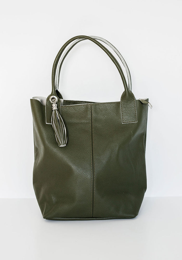Macy Leather Tote | Olive