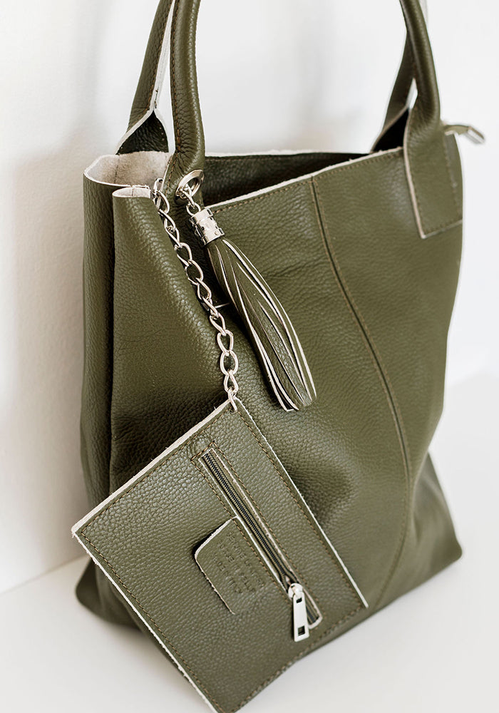 Macy Leather Tote | Olive