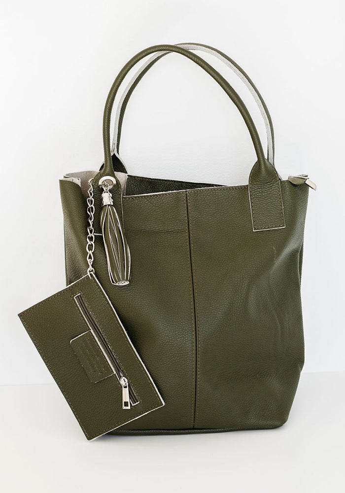 Macy Leather Tote | Olive