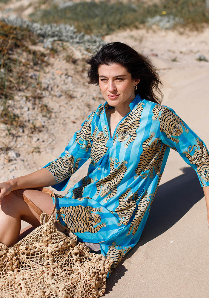 Amelia Cotton Kaftan | Blue Tiger