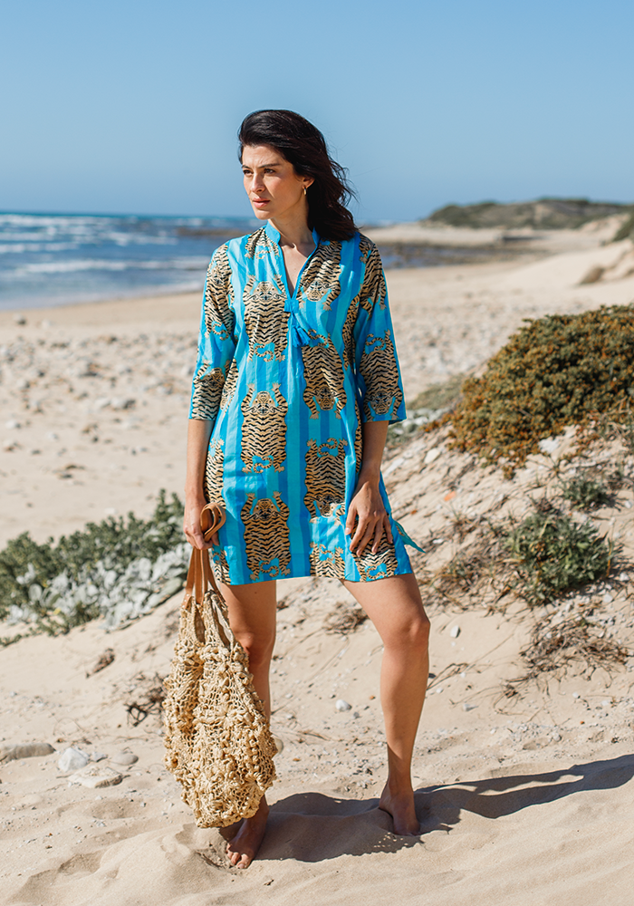 Amelia Cotton Kaftan | Blue Tiger