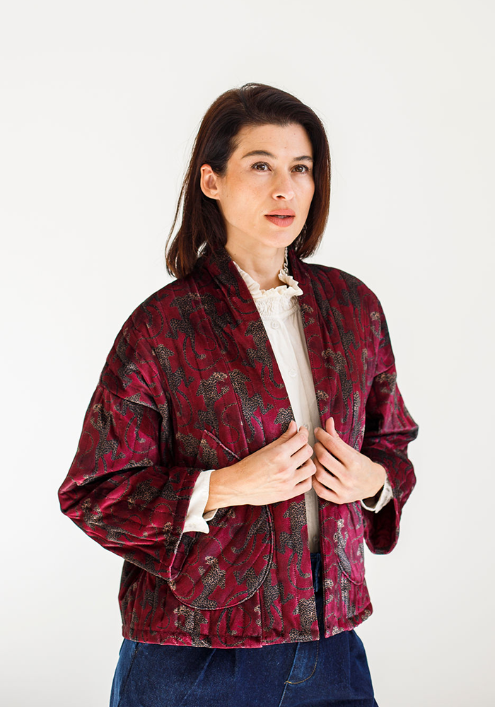 Velour Kimono Styled Jacket