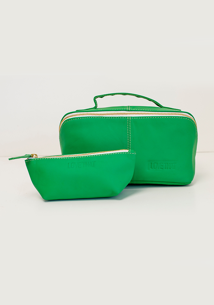 Leather Make up Purse | Green