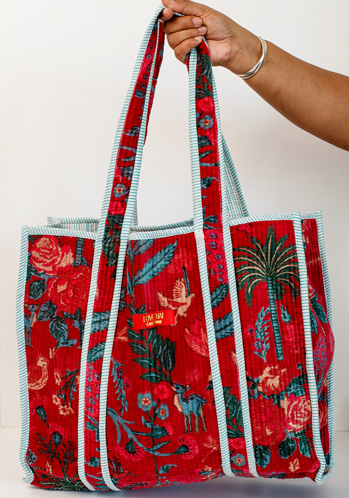 Velvet Shopper Bag | Wine