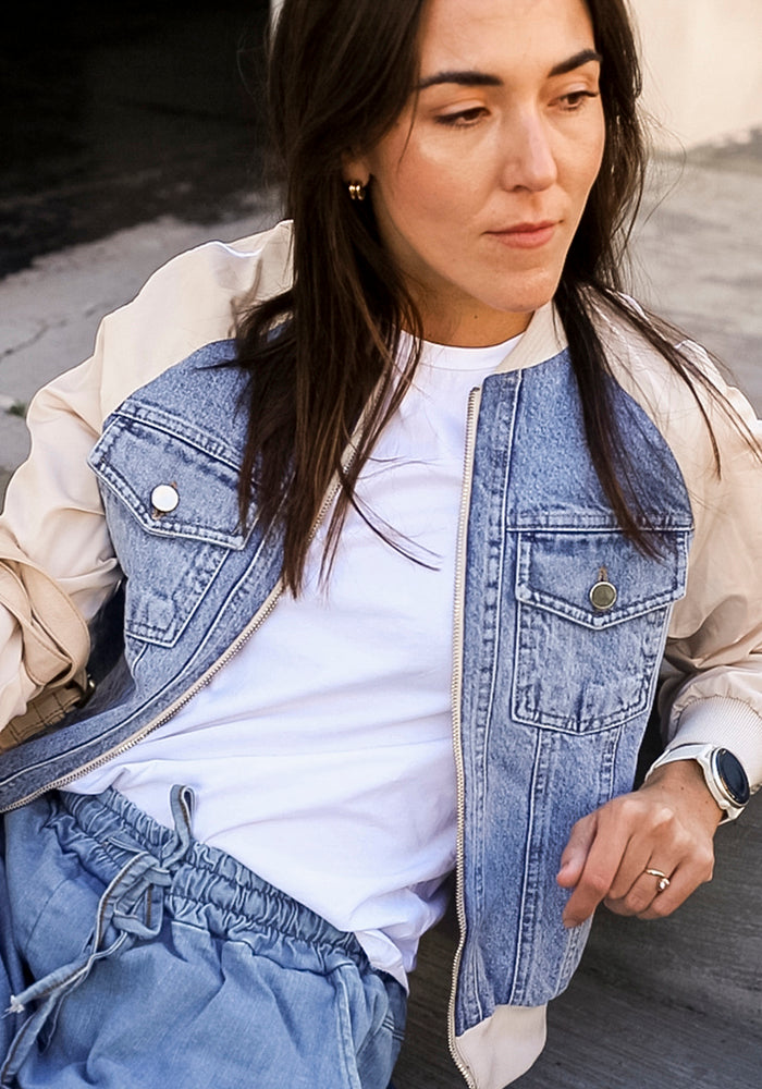 Cropped Bomber Jacket | Cream