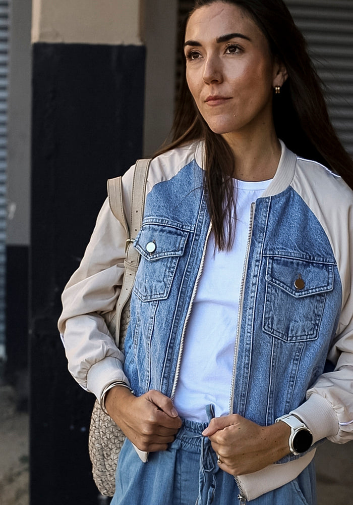Cropped Bomber Jacket | Cream