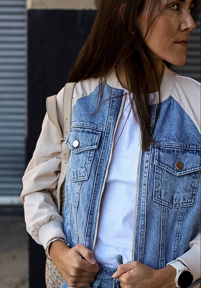 Cropped Bomber Jacket | Cream