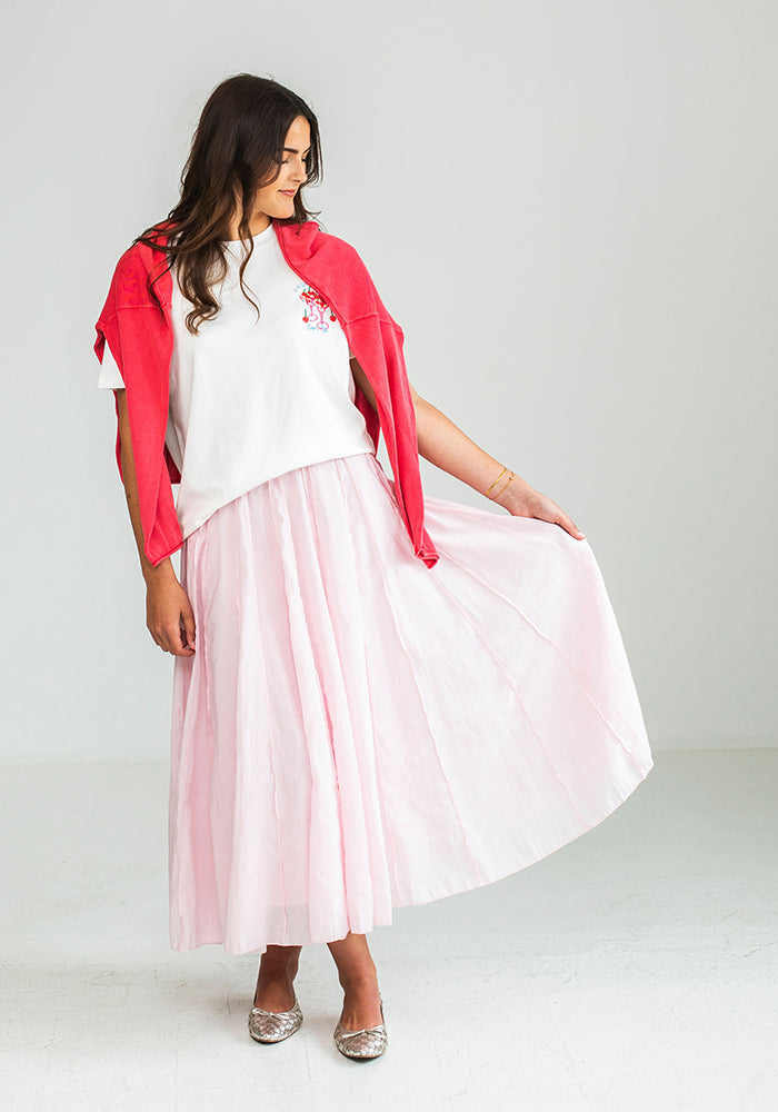 Pintuck Maxi Skirt | Rosé Pink