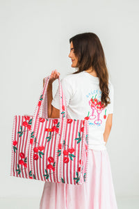 Quilted Tote Bag | Cherry