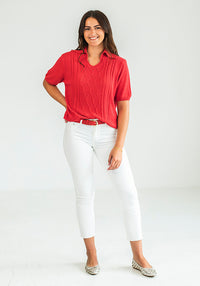Emma Collared Knit | Cherry