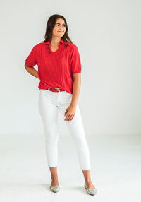 Emma Collared Knit | Cherry