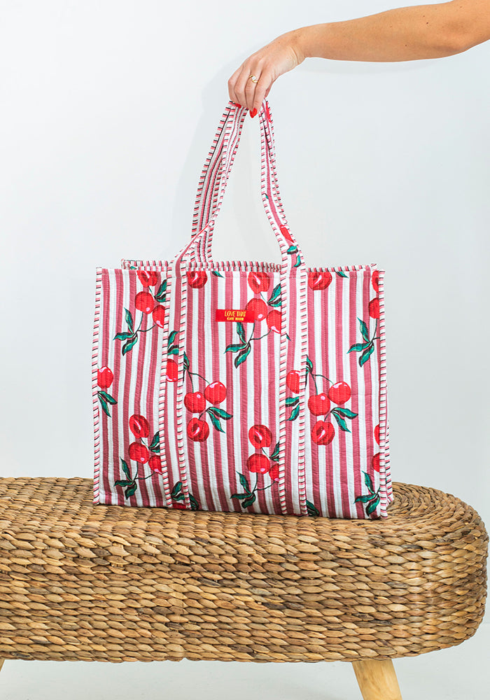 Quilted Tote Bag | Cherry