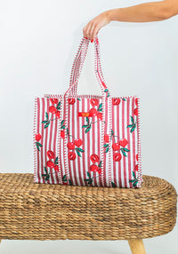 Quilted Tote Bag | Cherry
