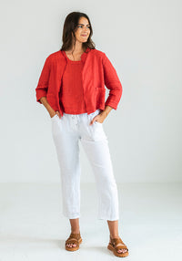 Linen Tie Trouser | White