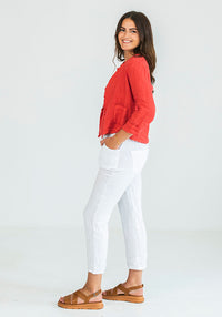 Linen Tie Trouser | White