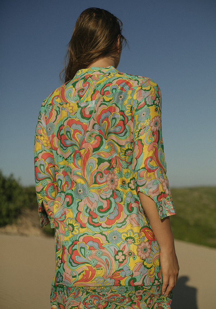 Retro Pleated Shirt Dress