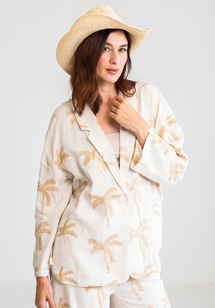 Ecru Palm Linen Jacket