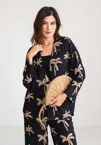 Black Palm Linen Jacket