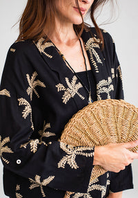 Black Palm Linen Jacket