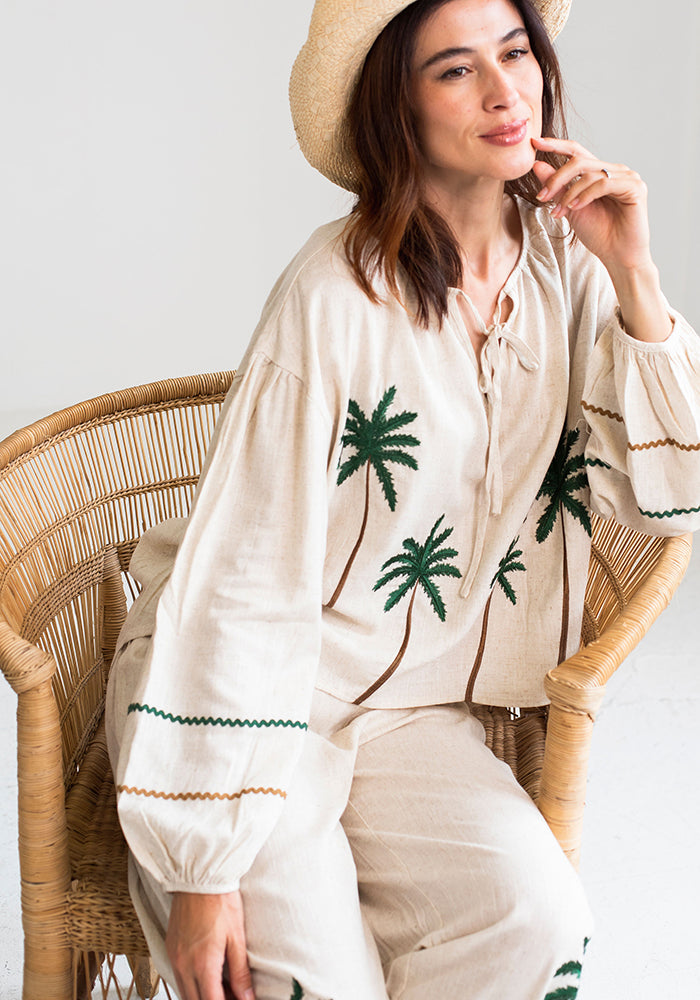 Linen Palm Top | Ecru