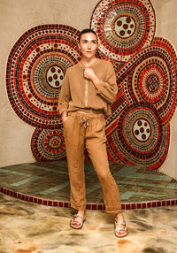 Linen Tie Trouser | Toffee