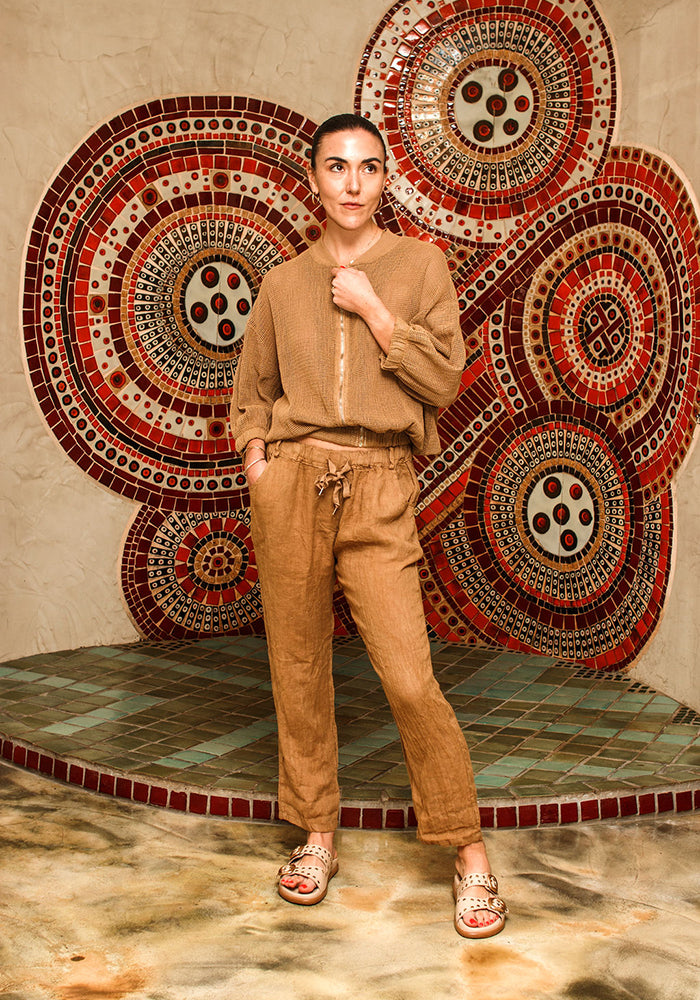 Linen Tie Trouser | Toffee