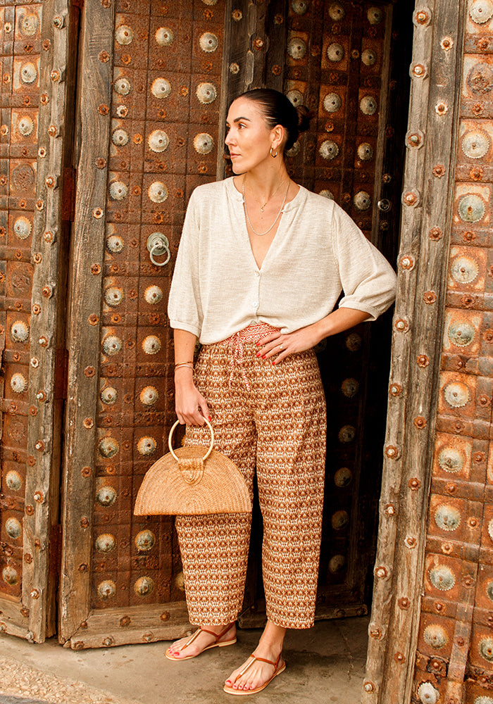 Summer Linen Blend Cardi | Beige