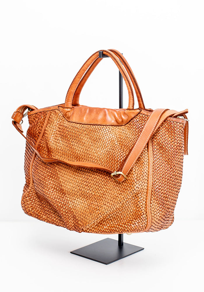 Pippa Woven Tote | Cognac