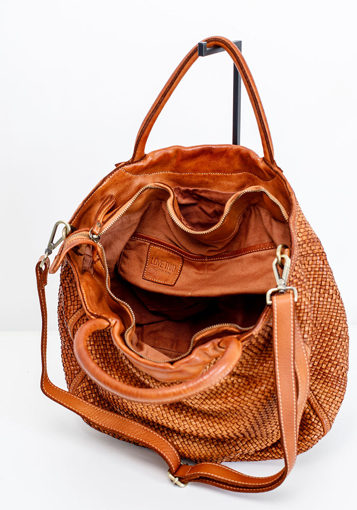 Pippa Woven Tote | Cognac