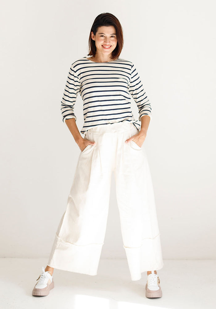 Lee Basic Striped Long T | Milk & Navy