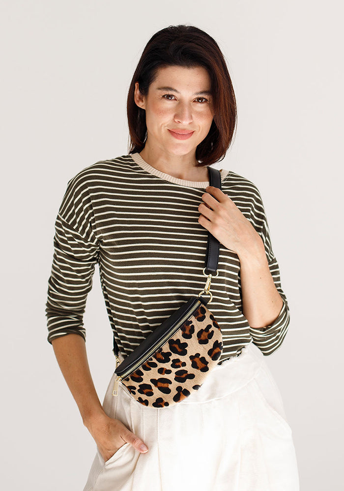 Nicky Striped Basic Long T | Khaki