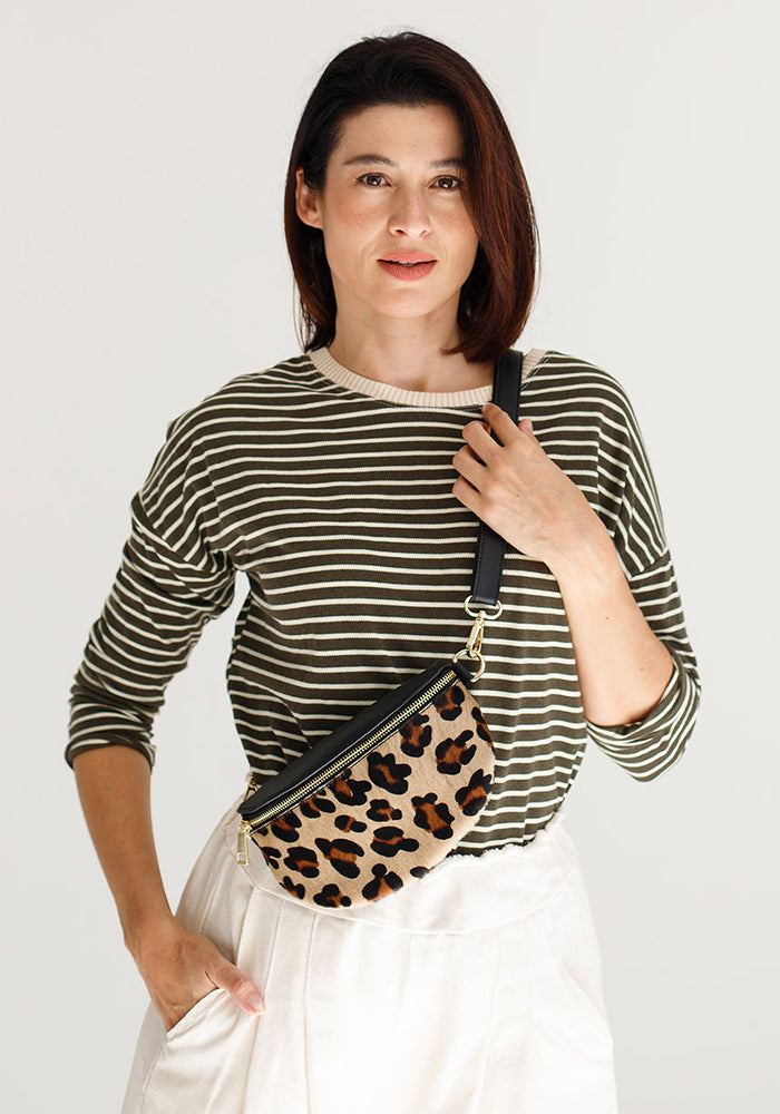 Nicky Striped Basic Long T | Khaki