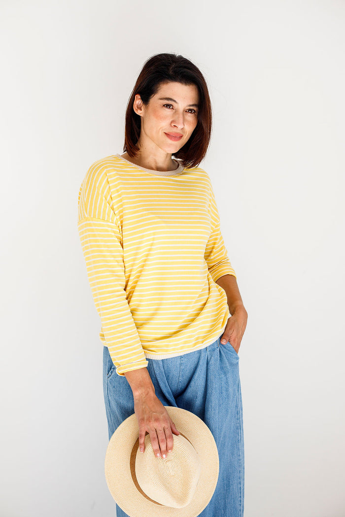 Nicky Striped Basic Long T | Yellow