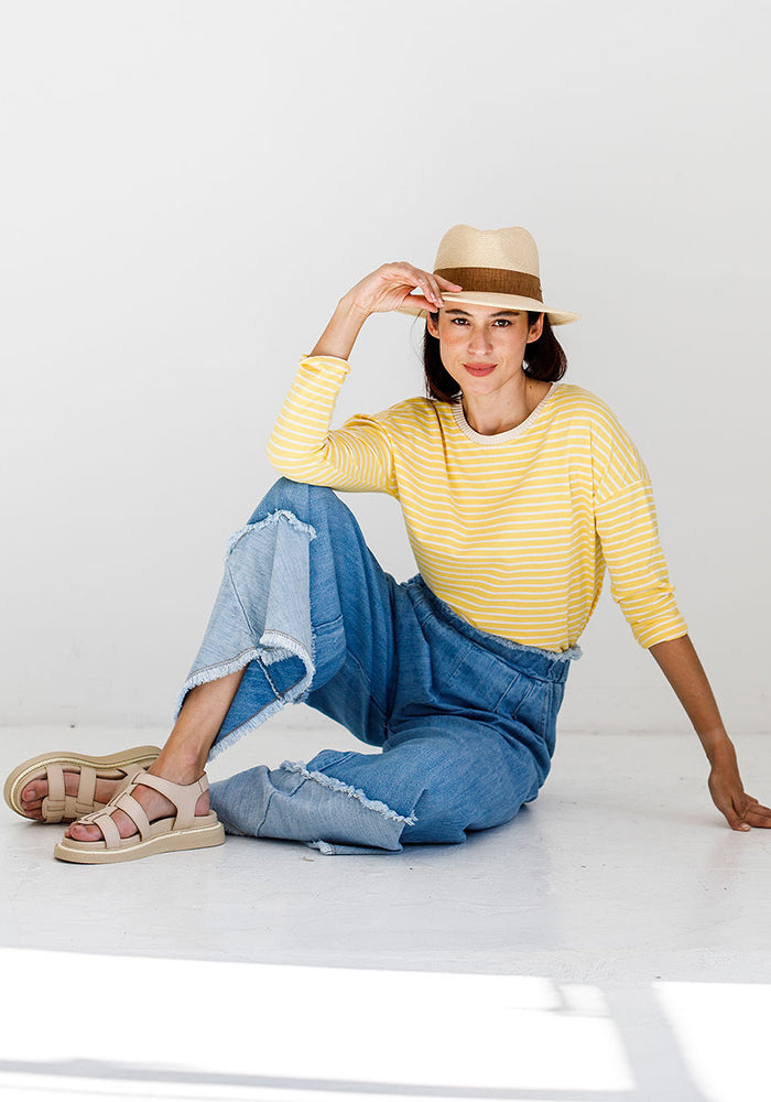 Nicky Striped Basic Long T | Yellow