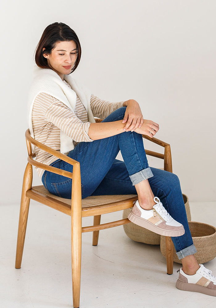 Nicky Striped Basic Long T | Taupe