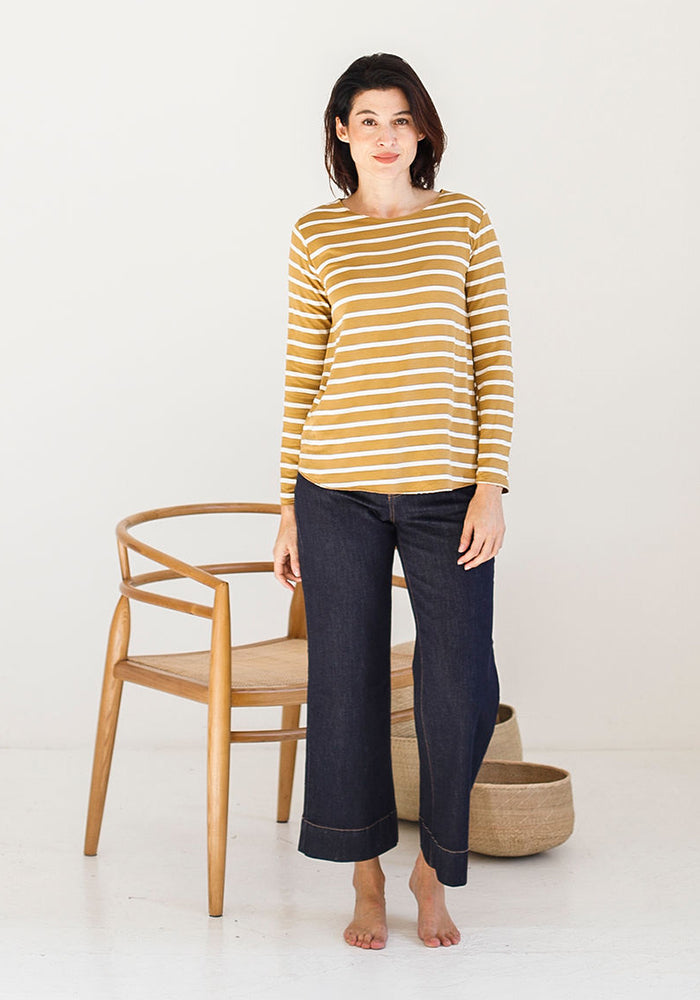 Lee Basic Striped Long T | Tan