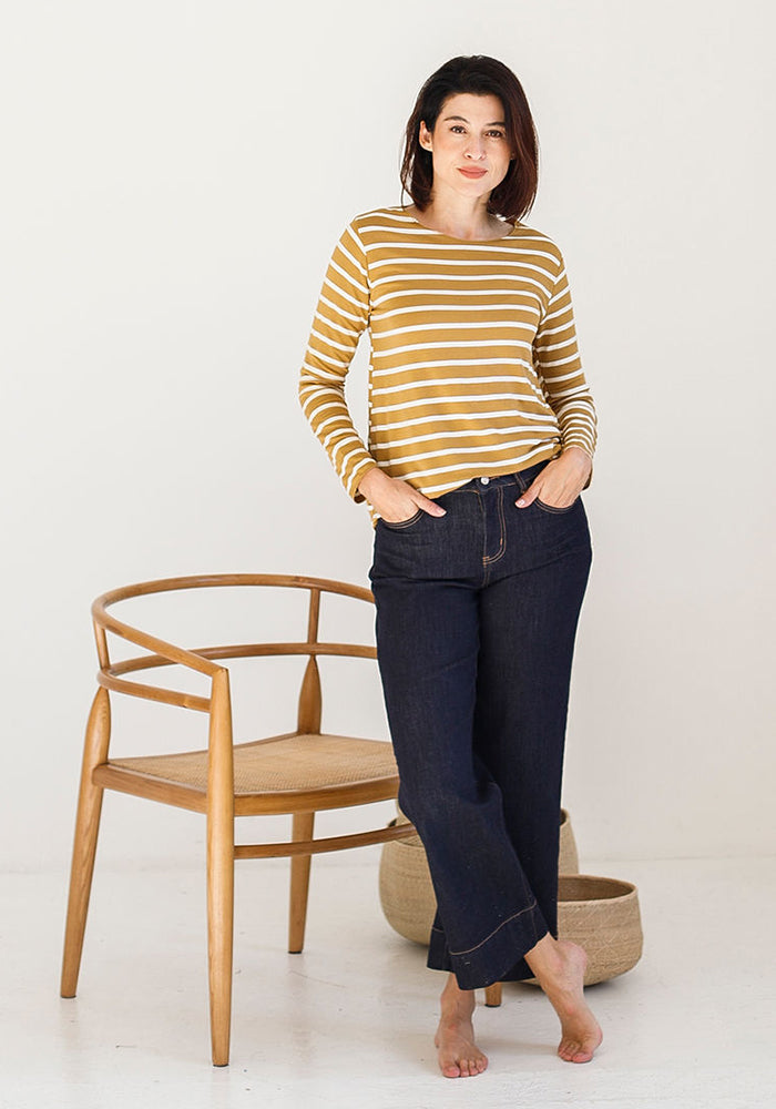 Lee Basic Striped Long T | Tan