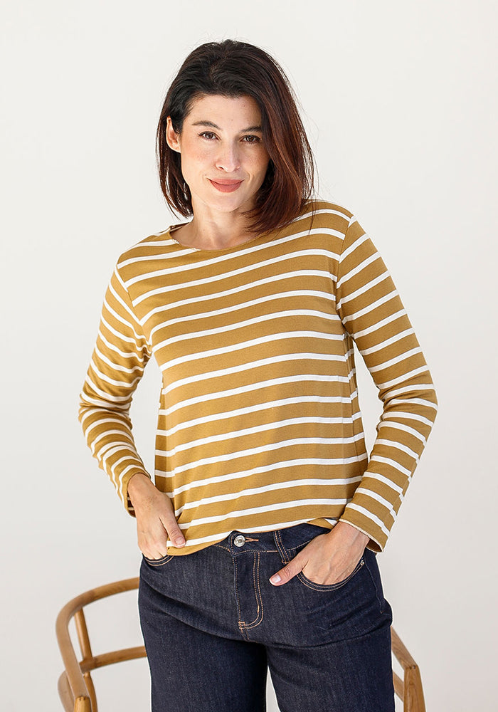 Lee Basic Striped Long T | Tan