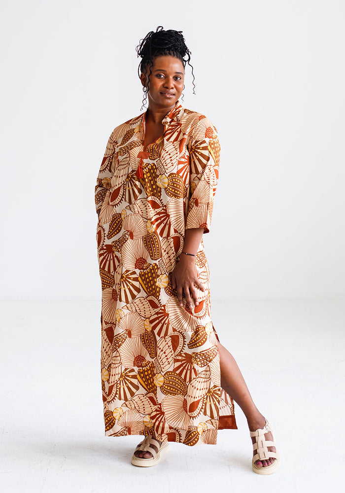 Amelia Africa Calls Maxi Kaftan | Sunset Shell