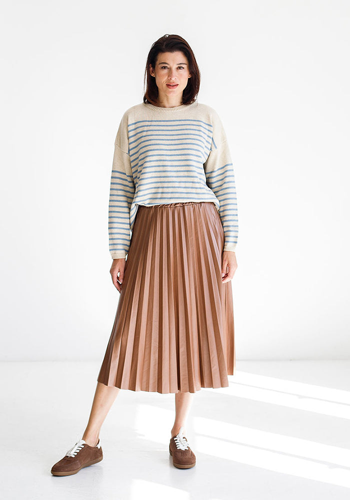 Stripe Cotton Blend Knit | Blue