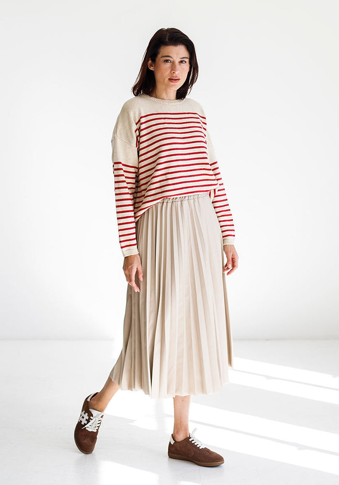 Stripe Cotton Blend Knit | Red