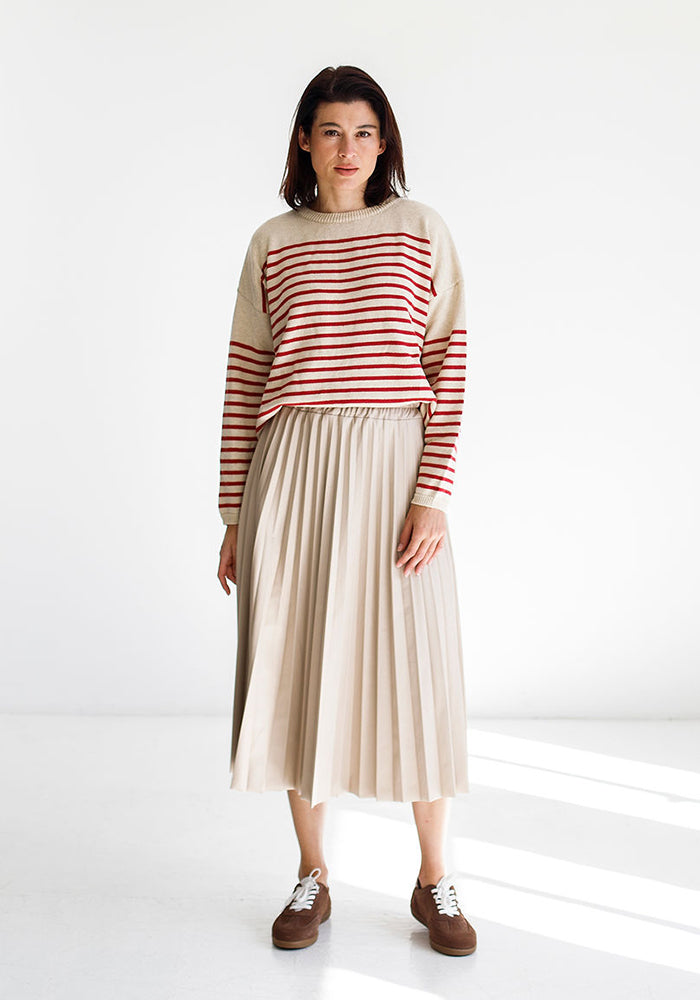 Stripe Cotton Blend Knit | Red