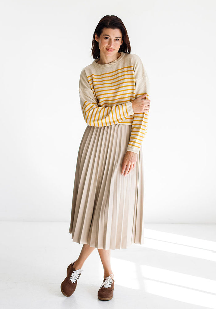Stripe Cotton Blend Knit | Yellow