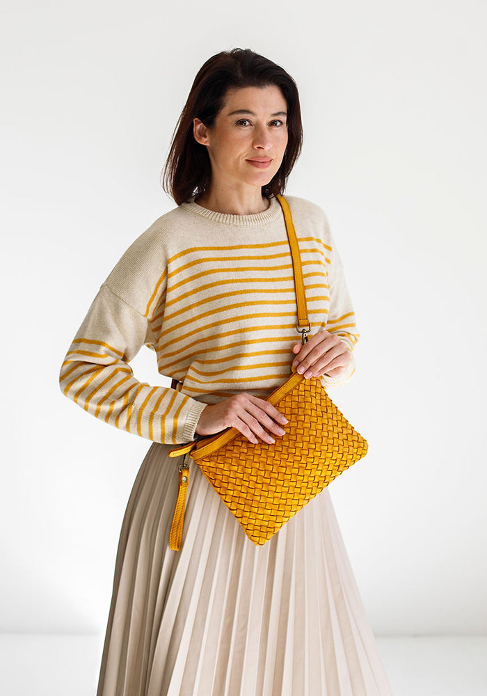 Stripe Cotton Blend Knit | Yellow