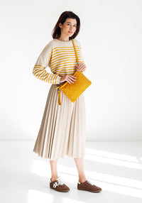 Stripe Cotton Blend Knit | Yellow