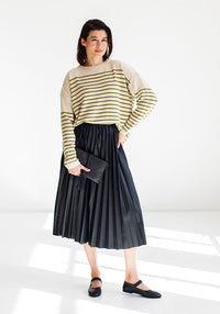 Pleather Pleated Skirt | Black