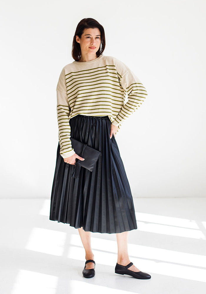 Pleather Pleated Skirt | Black